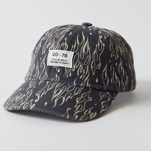 NWT Urban Outfitters Printed Adjustable Baseball Cap Hat Flame Print